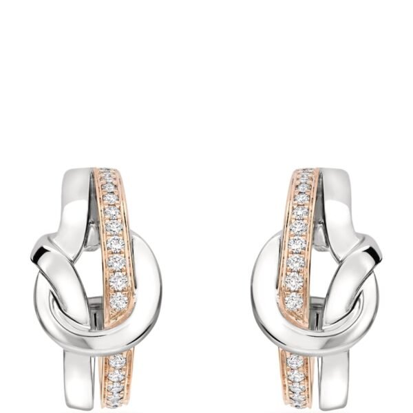 Rose, White Gold and Diamond The Knot Earrings