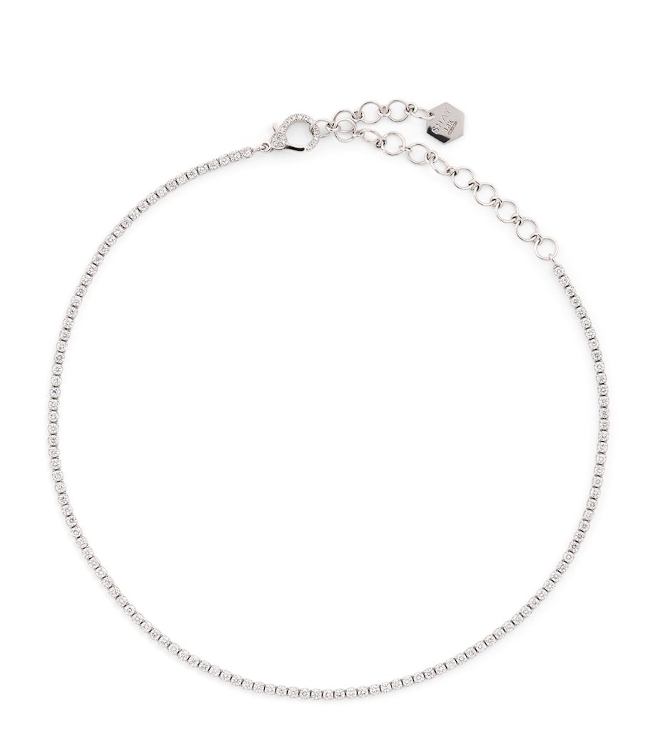 11eb2300d14ccefa582aa349896456f4 White Gold and Diamond Threads Tennis Choker - Image 1