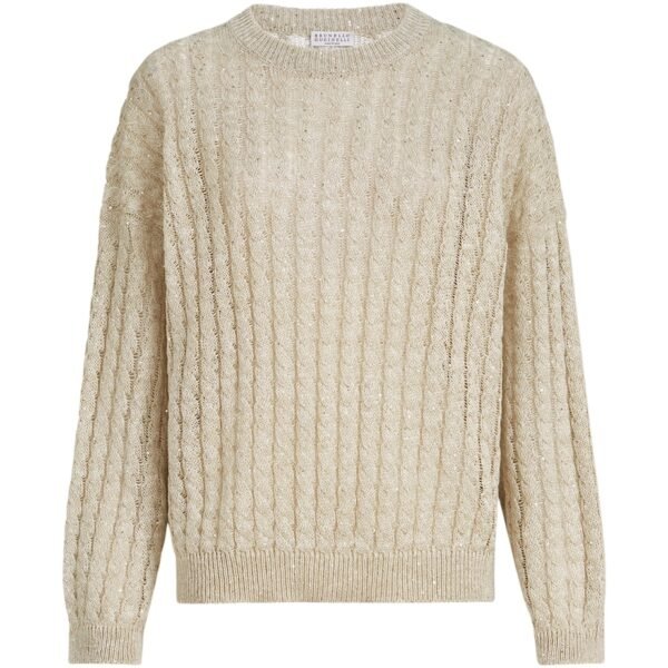 Linen-Blend Sparkling Sweater