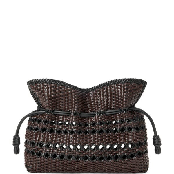 Leather Woven Flamenco Clutch Bag