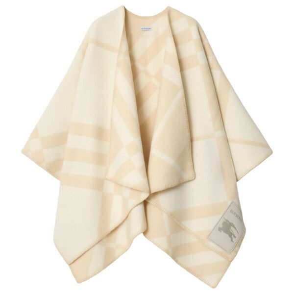 Wool-Cashmere Check Cape