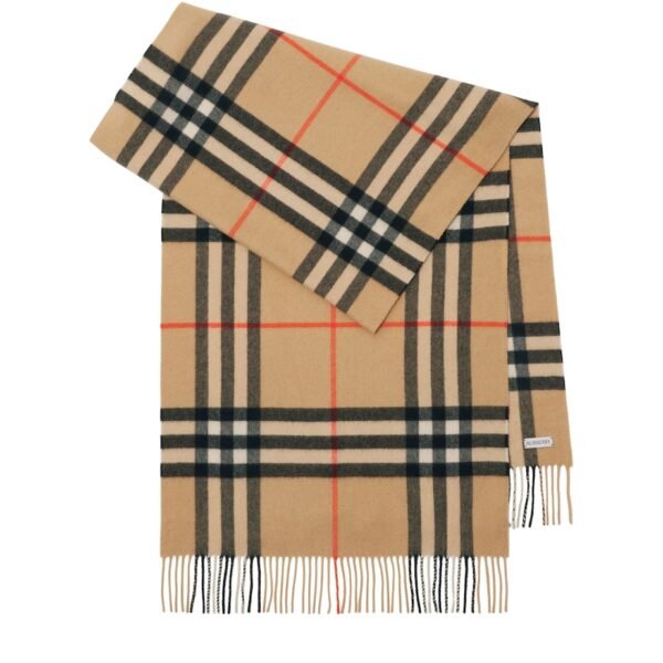 Wide Cashmere Check Scarf
