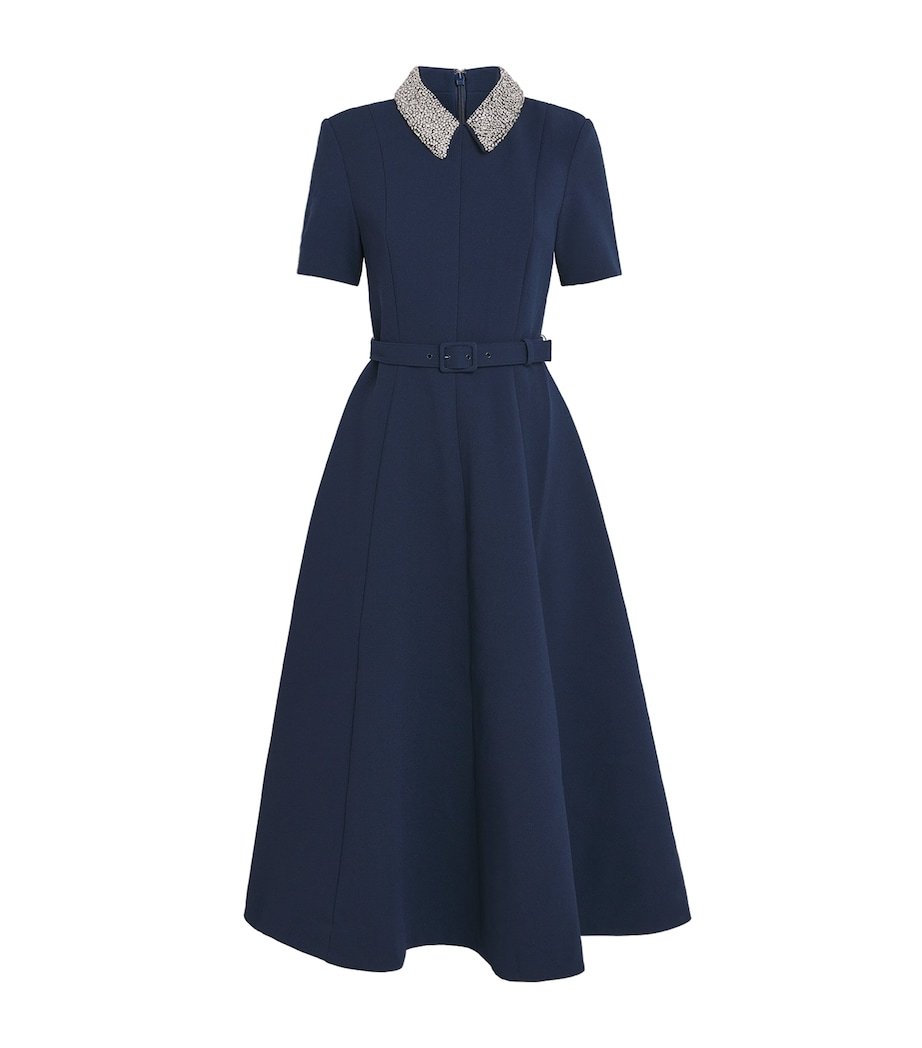 3aa307f42b1730cdd0937edb4993923d Embellished-Collar Xena Midi Dress - Image 1