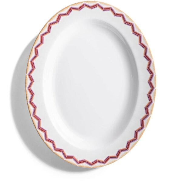 Porcelain Zigzag Jarris 156 Oval Plate (36cm)