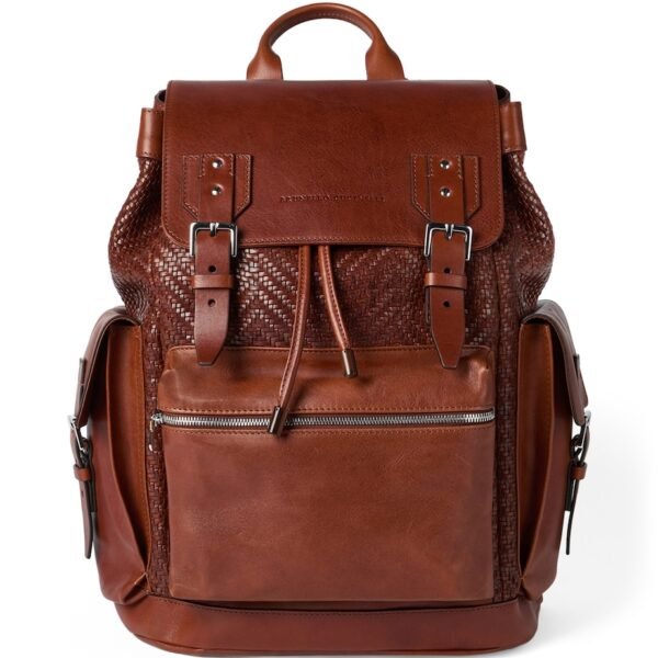 Leather Woven Backpack