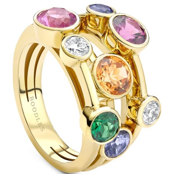 Yellow Gold, Diamond and Multicoloured Gemstone Raindance Ring