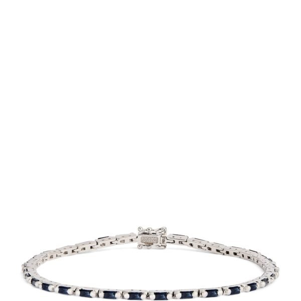 White Gold and Sapphire Bold Linear Tennis Bracelet