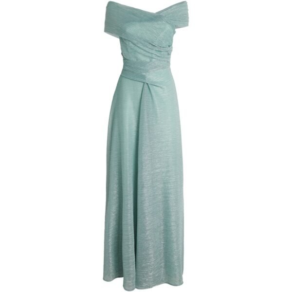 Metallic Tulle Off-The-Shoulder Gown