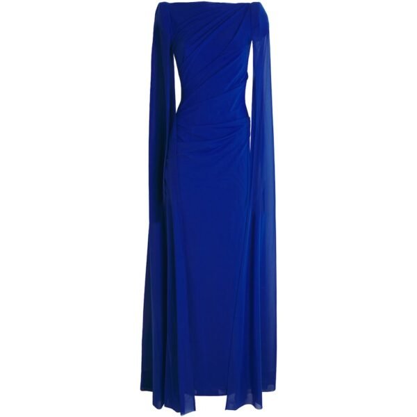 Tulle Cape-Overlay Gown