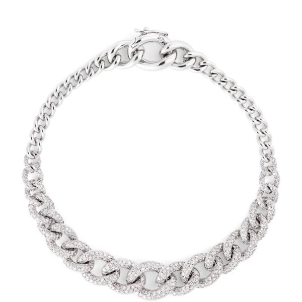 White Gold and Diamond Gradual Pavé Link Bracelet