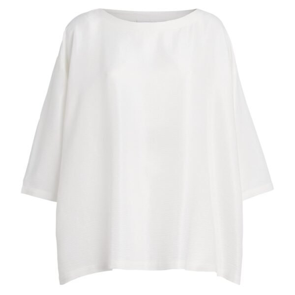 Silk Plissé Scoop-Neck Top