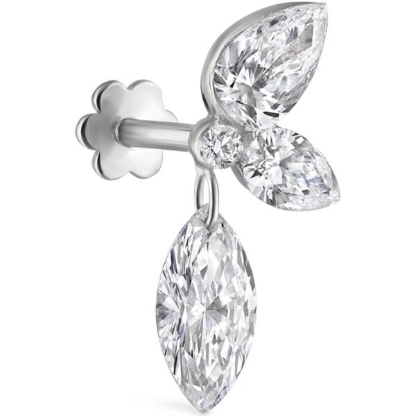 Grand Marquise Pear Diamond Echo Earring (Direction A, 13.7mm)
