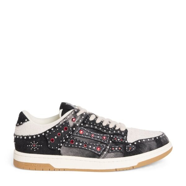Denim-Suede Studded Skel Sneakers