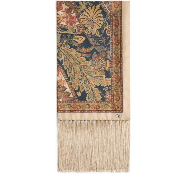 Silk Fringed Printed Scarf