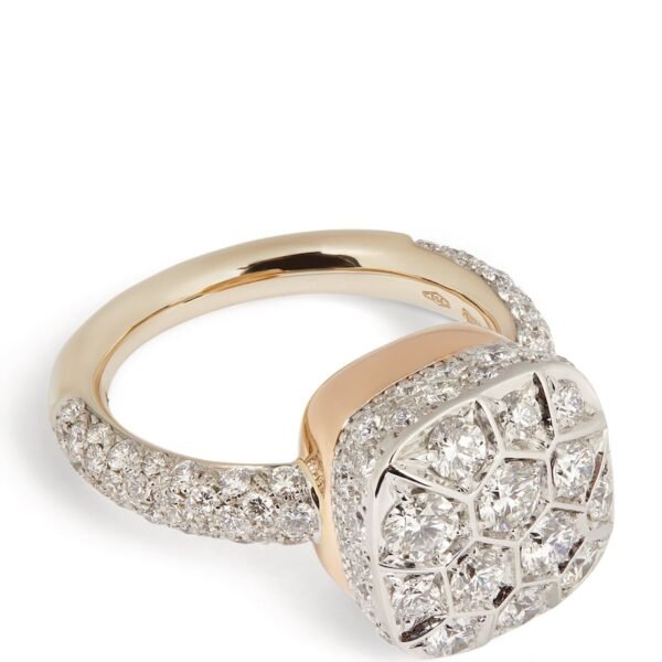 Mixed Gold and Diamond Nudo Solitaire Ring