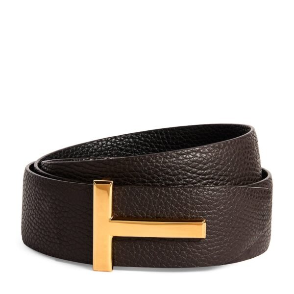 Leather Reversible T Icon Belt