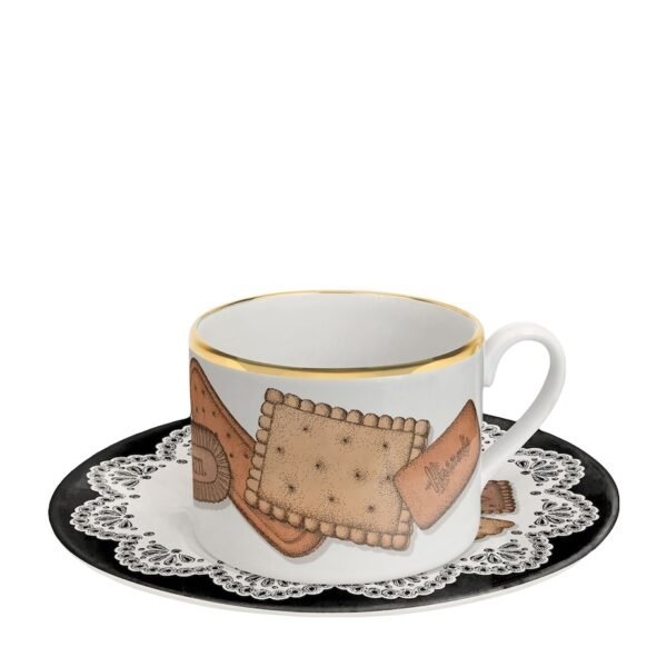 175 Anniversary Edition Set of 6 Porcelain Biscotti Teacups and Saucers