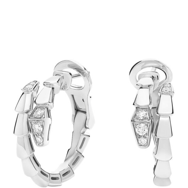 White Gold and Diamond Serpenti Viper Hoop Earrings