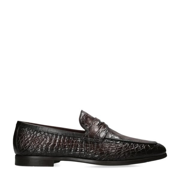 Crocodile Leather Penny Loafers