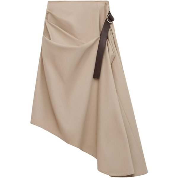 Cotton-Silk Asymmetric Midi Skirt