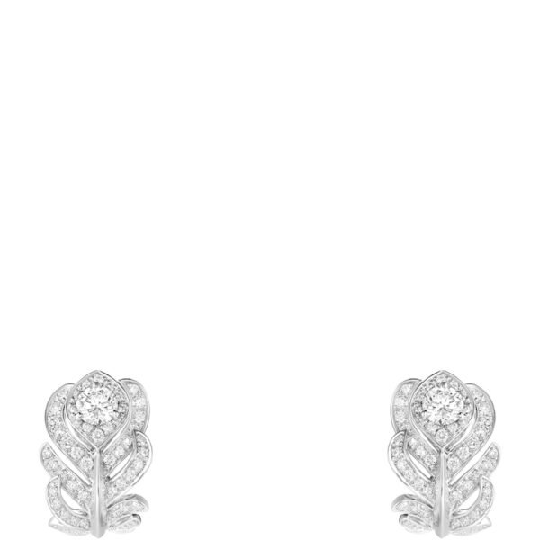 White Gold and Diamond Plume de Paon Clip-On Earrings