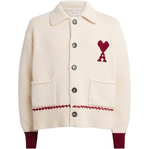 Wool-Blend Whipstitch Polo Cardigan