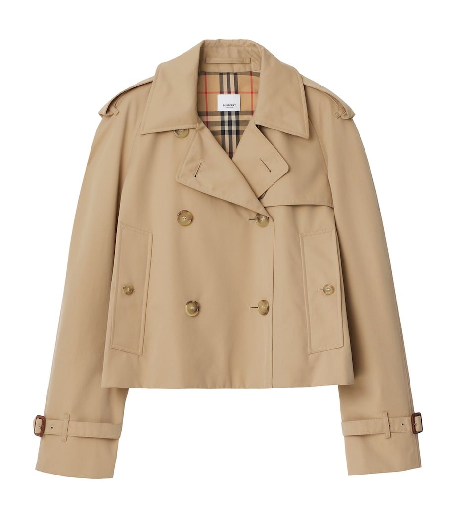 b681b1f968a61ba503e0fa2497e21113 Gabardine Cropped Trench Jacket - Image 1