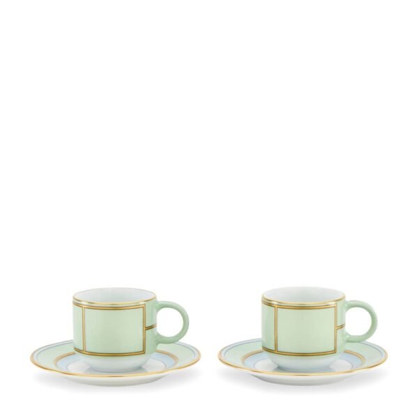 Set of 2 Colonna Diva Verde Coffee Cups and Saucers