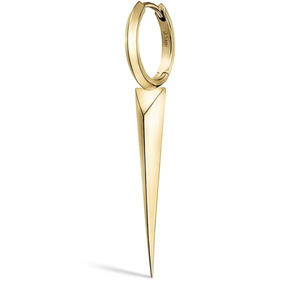 Yellow Gold Faceted Grand Spike Hoop Earring (9.5mm)