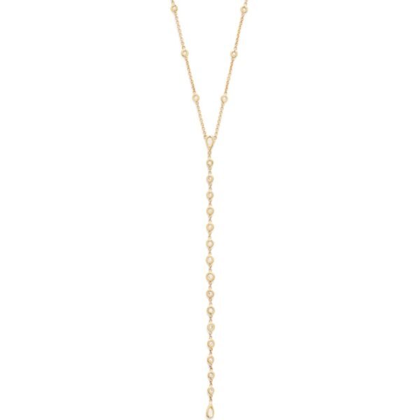 Yellow Gold and Diamond Teardrop Y Necklace