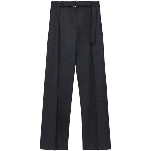 Wool Check Belted Trousers