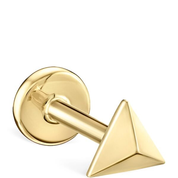 Yellow Gold Faceted Triangle Threaded Stud Earring (3.5mm)