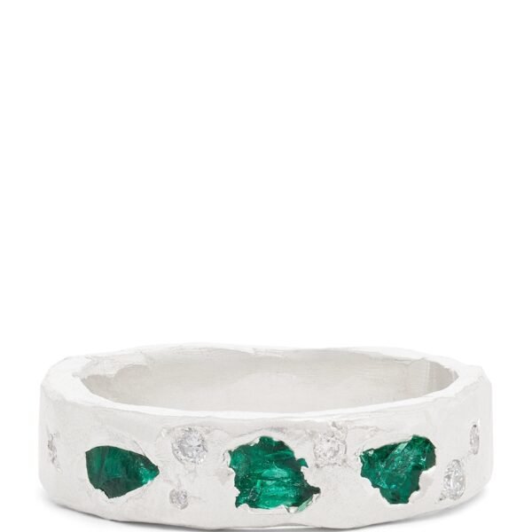 Sterling Silver and Emerald Scatter Ring