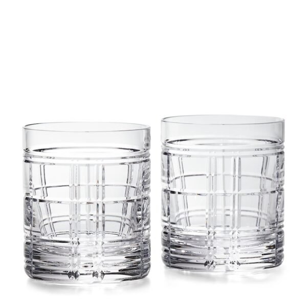 Set of 2 Hudson Plaid Old Fashioned Glasses