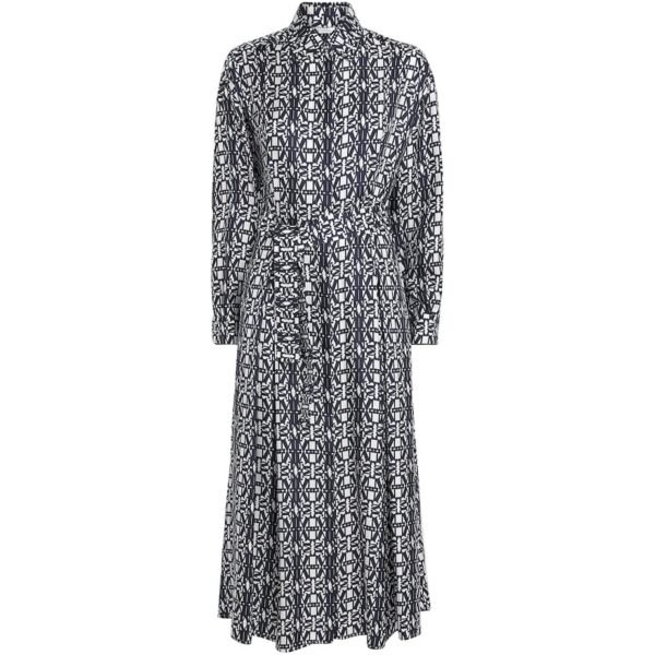 Silk Monogram Midi Shirt Dress