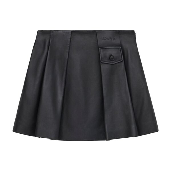 Lambskin Pleated Mini Skirt