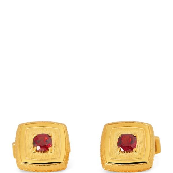 Gold-Plated and Garnet Graffiato Cufflinks