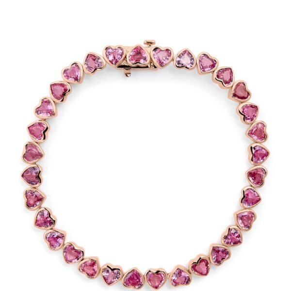 Rose Gold and Sapphire Heart Tennis Bracelet