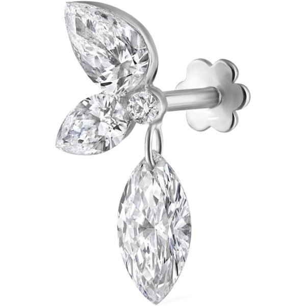 Grand Marquise Pear Diamond Echo Earring (Direction B, 13.7mm)