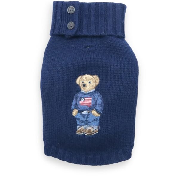 Wool-Cashmere Polo Bear Dog Sweater (M)