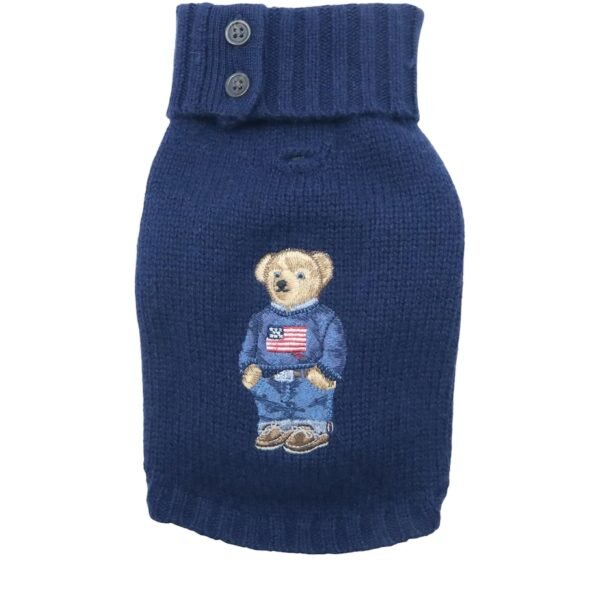 Wool-Cashmere Polo Bear Dog Sweater (XS)