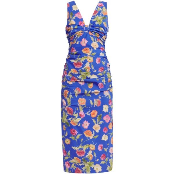 Poppy Print sleeveless Midi Dress