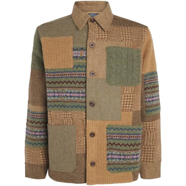 Wool-Cashmere Patchwork Utility Cardigan