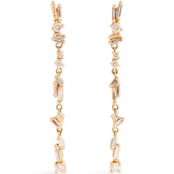 Yellow Gold and Diamond Classic Firework Sparkler Drop Earrings